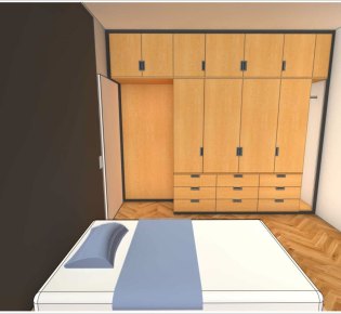 Tischlerei Sebastian Schramm, Dresden Neustadt – Schlafzimmerschrank, Entwurf (Rendering)